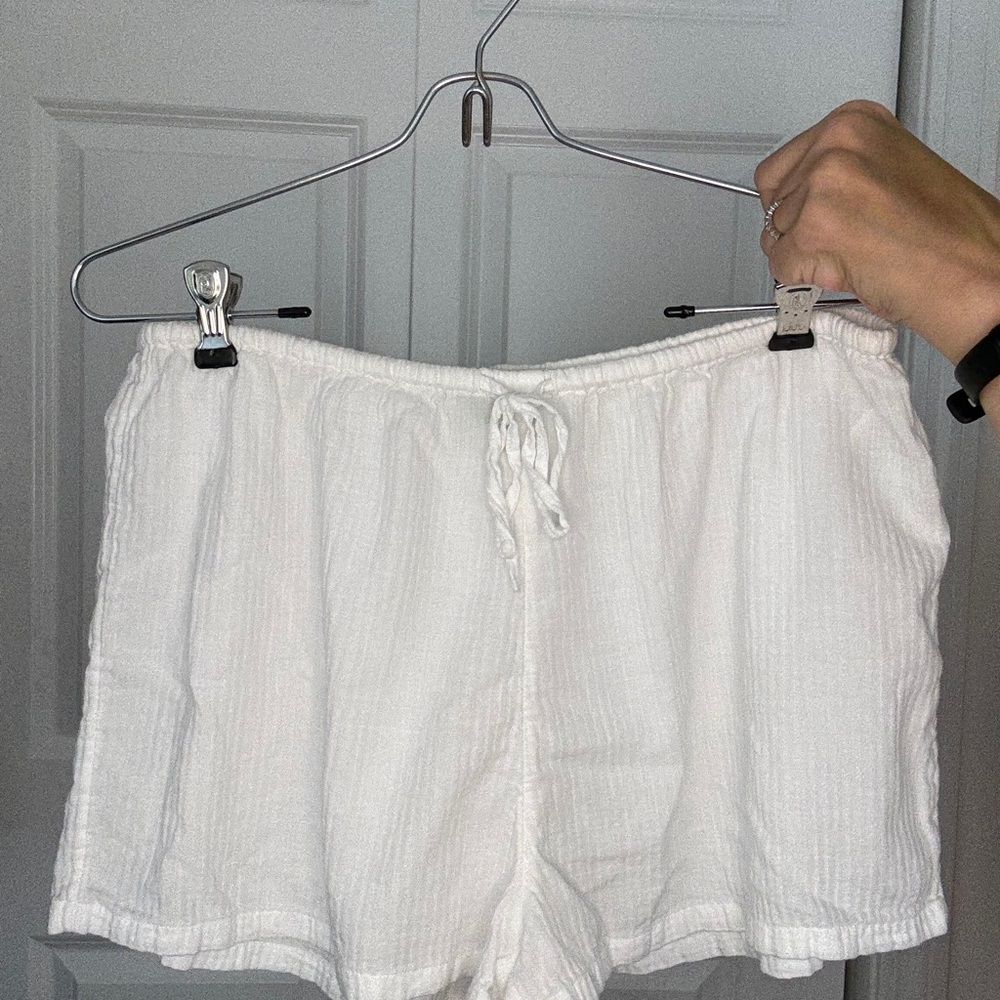 J. Crew White Cotton Gauze Drawstring Beach Shorts